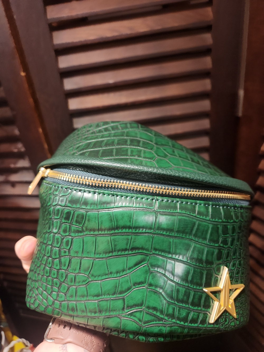 Jeffree Star Green Croc-Embossed Crossbody with Gold Star
